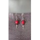 Fancy ceramic earrings half red moon