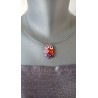 Glass pendant fusing millefiori red orange designer jewelry vendée