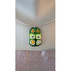 Pendentif verre fusing millefiori orange translucide créatrice bijoux artisanaux vendée