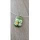 Pendentif verre fusing millefiori vert translucide créatrice bijoux artisanaux vendée