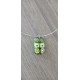 Pendentif verre fusing millefiori vert translucide créatrice bijoux artisanaux vendée