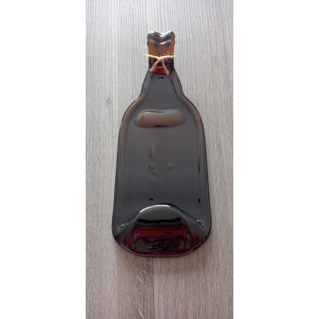 Plat en bouteille de verre fondue surcyclé marron