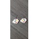 White and flower round ceramic earrings
