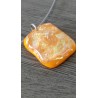 Pendentif orange transparent dichroic reflets rose doré en verre fusing création artisanale vendée