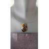 Pendentif femme verre fusing millefiori orange et jaune créatrice bijoux artisanaux vendée