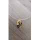 Pendentif femme verre fusing millefiori orange et jaune créatrice bijoux artisanaux vendée