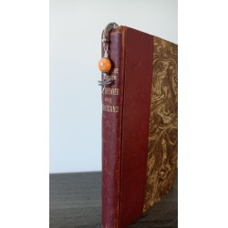 Marque-page orange crème céramique, tissus liberty fleuri et métal argenté