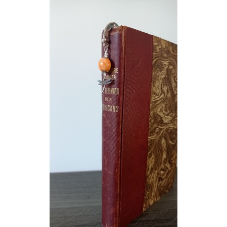 Marque-page orange crème céramique, tissus liberty fleuri et métal argenté