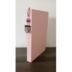 Ceramic purple bookmark, fabrics and silver metal