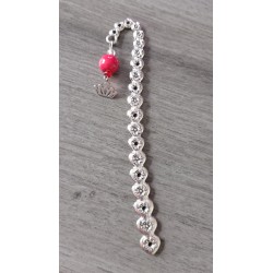 Marque-page rouge en céramique et métal argenté