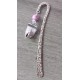 Ceramic purple bookmark, fabrics and silver metal
