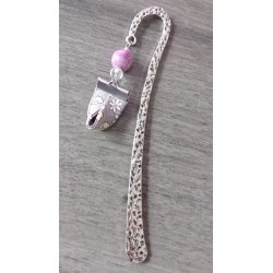 Ceramic purple bookmark, fabrics and silver metal