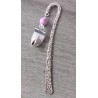 Ceramic purple bookmark, fabrics and silver metal