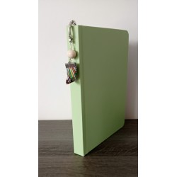 Marque-page blanc vert en céramique, tissus fleuri et métal argenté