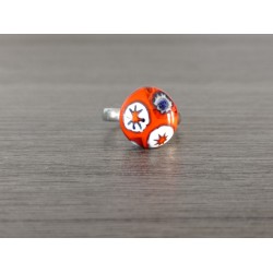Ring white fusing glass, dark red millefiori