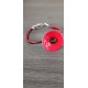Bracelet rouge et noir coquelicot faïence artisanale sur cuir et acier inoxydable made in france vendée