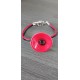 Bracelet rouge et noir coquelicot faïence artisanale sur cuir et acier inoxydable made in france vendée