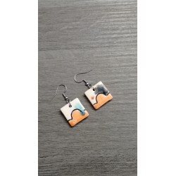 Boucles d'oreilles faïence beige orange