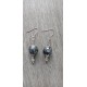 Boucles d'oreilles céramique noir acier inoxydable faïence