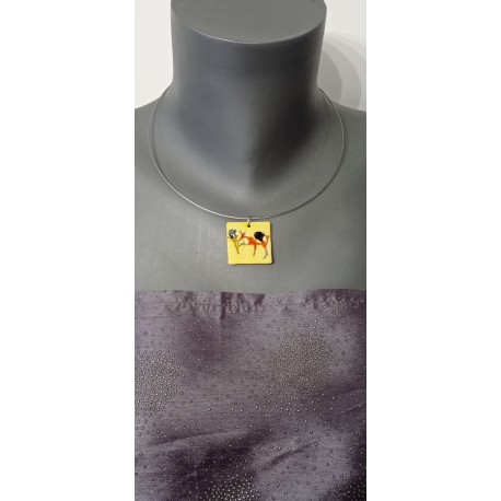 Handcrafted earthenware plain necklace on stainless steel made in france vendée