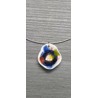 Collier bijoux artisanaux céramique bleu motif florale