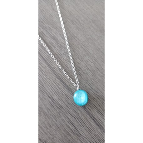 Turquoise pendant effects glass fusing dichroic craft creation vendée