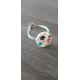 Colorful homemade earthenware bracelet on blue leather and stainless steel made in france vendée