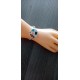 Bracelet coloré faïence artisanale sur cuir bleu et acier inoxydable made in france vendée