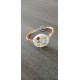 Colorful homemade earthenware bracelet on blue leather and stainless steel made in france vendée