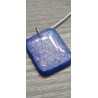 Blue and white pendant with dichroic effect in fusing glass craft creation vendée