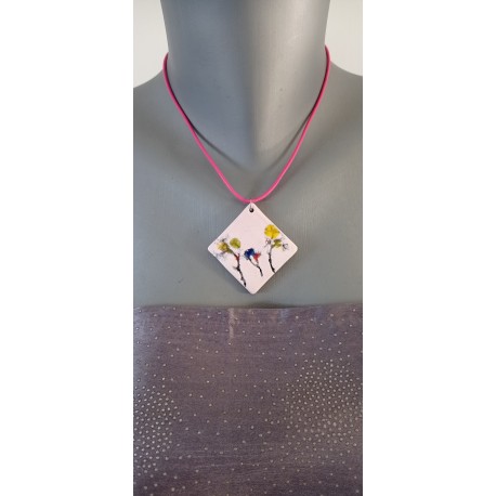 Collier nature en faïence artisanale sur acier inoxydable made in france vendée