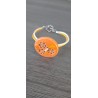 Bracelet orange faïence artisanale sur cuir et acier inoxydable made in france vendée