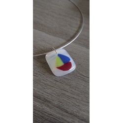 Collier de verre fusing blanc et bleu