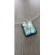 Pendentif noir violet effet doré pailleté en verre fusing création artisanale vendée
