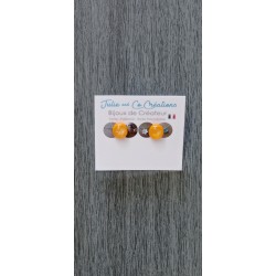 Boucles d'oreilles puce verre fusing dichroic jaune d'or