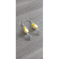 Boucles d'oreilles fantaisie céramique rondes jaune