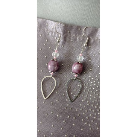Les réversibles : Boucles d'oreilles céramique violettes