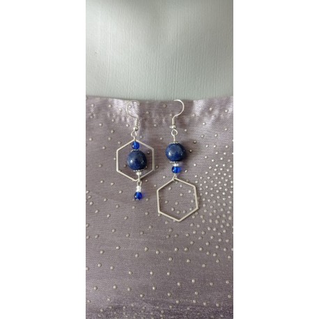 Boucles d'oreilles céramique bleu foncé 