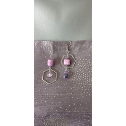 Fancy ceramic earrings half red moon