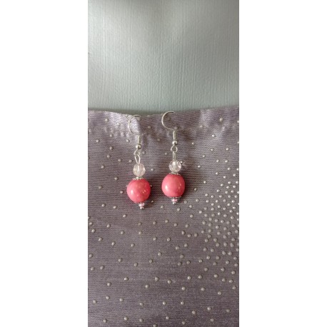Pretty little pink ceramic earthenware earrings