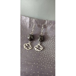 Boucles d'oreilles céramique noir acier inoxydable faïence