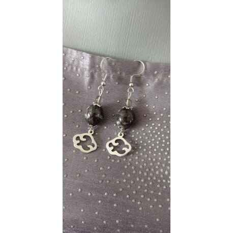 Boucles d'oreilles céramique noir acier inoxydable faïence
