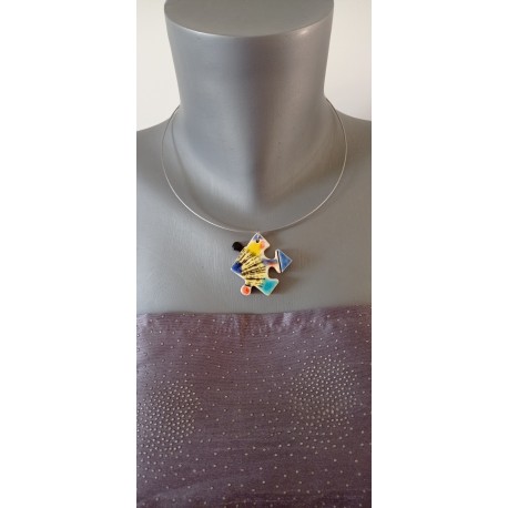 Collier céramique puzzle multicolor