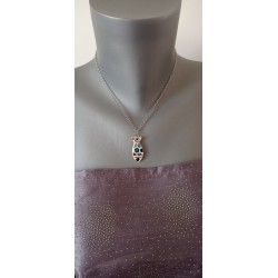 Pendentif poisson turquoise et rose faïence blanche émaillé céramique artisanale made in france