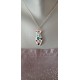 Pendentif poisson turquoise et rose faïence blanche émaillé céramique artisanale made in france