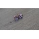 Boucles d'oreilles puce verre fusing millefiori rouge bordeaux