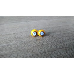 Earrings chip glass fusing millefiori yellow