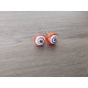 Earrings chip glass fusing millefiori red and white
