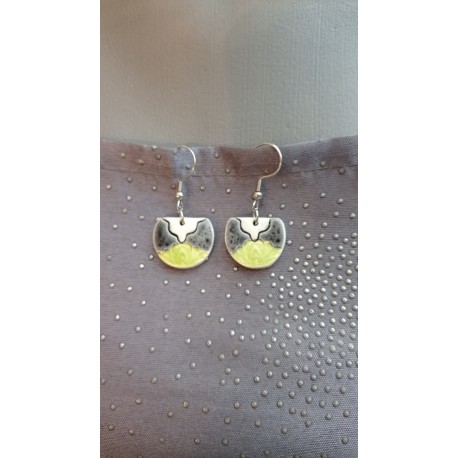 Boucles d'oreilles céramique vertes et noires