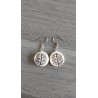 Boucles d'oreilles céramique rondes blanches impression feuille